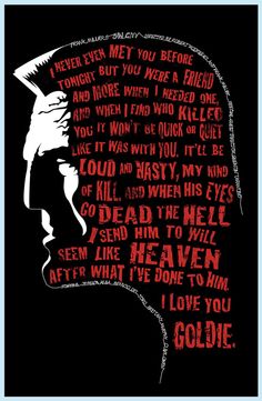 a black and red poster with the words i never met you before, and an image of a woman's head