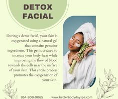 The main purpose of a detox facial is detoxifying your skin by getting rid of excess oils and toxins. A detox facial leaves you with healthy skin. Your skin desperately requires oxygen. It helps in promoting healing alongside improving the production of collagen in your skin. Book by giving us a call at 954-909-9065! Oxygen Facial Benefits, Diamond Glow Facial Benefits, Facial Add On Services, Face Detox, Better Body, Body Spa, The Cell