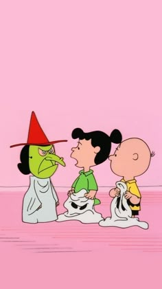 charlie and his friends are dressed up as the characters from cartoon television series, peanuts