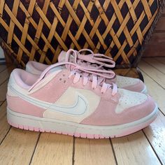 Nike Pink Shoes Worn Twice Great Condition Nike Pink Shoes, Nike Pink, Pink Shoes, Nike Dunk Low, Dunk Low, Nike Dunk, Nike Dunks, Nike Women, Pink White