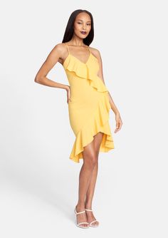 Tall Zoey Midi Dress | Alloy Apparel Flirty Midi Dress With Asymmetrical Hem, Trendy Midi Dress With Ruffles, Spring Midi Dress With Ruffle Hem For Night Out, Trendy Ruffled Maxi Dress For Party, Flirty Ruffle Hem Midi Dress For Brunch, Chic Knee-length High Low Dress For Spring, Trendy Ruffled Midi Dress For Brunch, Trendy Knee-length Ruffled Midi Dress, Trendy Ruffled Midi Dress