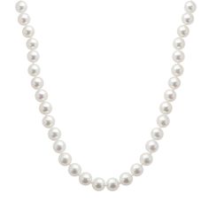 Elevate your entire jewelry collection with this elegant AAA Akoya cultured pearl necklace. Comes in a gift box.  Limit 1 per customer. Necklace Details: Length: 16 in. Clasp: safety Metal: rhodium-plated 18k white gold Features: diamond accent in clasp, cultured pearl grading reportCultured Pearl Details: Type: Akoya Shape: round Size: 6.5-7 mm Color: whiteDiamond Details: Total weight: 1/10 ct. Cut: round Color: G-H Clarity: VS2 Setting: prongImage(s) may be enlarged to show detail.Diamond wei Akoya Pearl Necklace, Pearl Strands Necklace, Pearl Details, Cultured Pearl Necklace, White Gold Necklaces, Antique Engagement Rings, White Necklace, Pearl Strands, South Sea Pearls