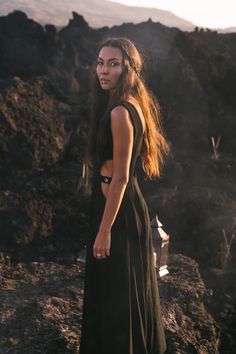 Boho maxi dress • Black wedding dress • Unique organic clothing • Cut out cotton dress • Beautiful t Celtic Dress Modern, Black Boho Maxi Dress, Head Photoshoot, Boho Photoshoot, Turquoise Clothes, Gothic Hippie, Wedding Dress Bohemian, Desert Chic, Black Wedding Dress