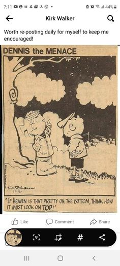 an old newspaper with a cartoon character on the front and back page, which reads