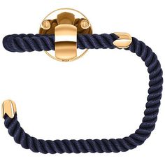 an image of a blue rope with gold hardware on white backgrounndg