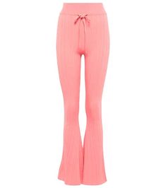 New Arrivals for Women Online - New Fashion | Mytheresa US Flare Ribbed Pants For Loungewear, Ribbed Flare Pants For Loungewear, Chic Ribbed Flare Bottoms, Pink Flare Pants For Loungewear, Pink Ribbed Bottoms For Spring, Pink Flare Lounge Pants, Pink Stretch Ribbed Bottoms, Pink Ribbed Stretch Bottoms, Stretch Ribbed Pink Bottoms