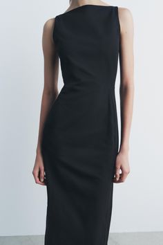 SLEEVELESS MIDI DRESS ZW COLLECTION Elegant Formal Cotton Mini Dress, Elegant Cotton Dress For Work, Elegant Cotton Mini Dress For Formal Occasions, Elegant Cotton Workwear Dresses, Modern Fitted Sleeveless Dress, Classic Sleeveless Cotton Dress, Modern Fitted Cotton Dresses, Modern Knee-length Cotton Dress, Cotton Midi-length Bodycon Dress