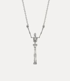 Skeleton Long Necklace in Palladium-Black | Vivienne Westwood® Vivienne Westwood Skeleton, Skeleton Silhouette, Skeleton Necklace, Punk Aesthetic, The Skeleton, A Skeleton, Vivienne Westwood, Chain Lengths, Long Necklace