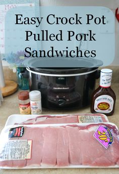 the ingredients for crock pot pulled pork sandwiches