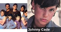 an image of johnny cade in the 80s and now with his name on it