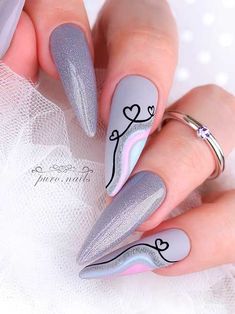 Nail the perfect look this Valentines Day with our collection of 2024 nail trends! Explore beautiful Valentines nails, short acrylic nails, and almond nails that showcase your individuality. Don't forget to check out our birthday nails for extra glam! 💖💅 #TrendyNails #NailInspo Grey Nail Designs, Elegant Nail Designs, Gray Nails, Trendy Nail Design, Beauty Nail