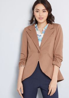 Fine and Sandy Blazer | ModCloth Neutral Blazer, Vintage Style Swimwear, Casual Dresses Plus Size, Midi Dress Plus Size, Tunic Hoodie, Vintage Swimwear, Plus Size Outerwear, Casual Rompers, Classic Blazer