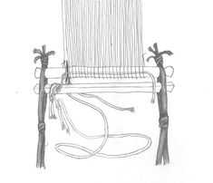 a drawing of some trees and wires in front of a window with curtains on the windowsill