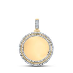 * Stunning design: This 10kt Yellow Gold Men's Round Diamond Memory Circle Charm Pendant is exquisitely crafted with a captivating circular design that will instantly catch the eye. Its sleek and stylish appearance is perfect for men who appreciate fine jewelry. * Dazzling diamonds: Adorned with a total weight of 1-7/8 carats of round-cut diamonds, this pendant sparkles with brilliance. The J-K color and SI3 clarity of the diamonds ensure that they shine brightly, adding a touch of luxury to any outfit. * Versatile accessory: Whether worn on a chain or added to a bracelet, this pendant is a versatile accessory that can be personalized to suit your style. Its timeless design makes it suitable for both casual and formal occasions, allowing you to effortlessly elevate any ensemble.   Elevate Memorial Pendant, Photo Pendant, Personalized Pendant, Feather Charms, Delicate Necklace, Everyday Jewelry, Round Diamond, Prong Setting, Charm Pendant