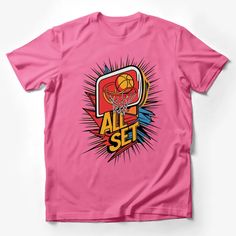 Dive into the world of basketball with this vibrant All Set vintage graphic tee. Perfect for sports enthusiasts of all ages, this T-shirt features a dynamic basketball-themed artwork that captures the essence of the game in an explosion of color and retro flair. Made from soft, high-quality material, it offers both comfort and style for everyday wear or sporting events. A fantastic gift for basketball fans or a stylish addition to your own wardrobe! Custom graphic T-Shirt.Customize your color Basketball Fan Apparel Cotton T-shirt, Pink Crew Neck T-shirt For Sports Events, Basketball T-shirt With Sublimation Print, Pink T-shirt With Team Name For Sports Season, Pink Team Spirit T-shirt For Fans, Graphic Tee For Basketball Sports Season, Basketball Team Name T-shirt For Sports Season, Basketball Graphic Tee For Sports Season, Basketball Graphic Tee With Crew Neck