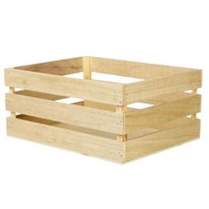 two wooden crates sitting side by side on top of each other, one is empty