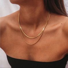 Brand New And Gorgeous 18k Gold Plated Length:15.7-19.7 Inch 16 Inch Necklace, Herringbone Necklace, Golden Necklace, Snake Necklace, Chain Fashion, Gold Necklace Layered, Rope Necklace, Silver Accents, Stainless Steel Necklace