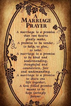 a wooden plaque with the words marriage prayer