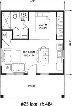 a floor plan for a small house with two bedroom and an attached bathroom, including the living