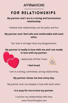 an affirmation poem with two hearts on it