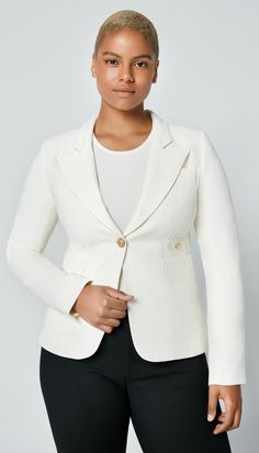 Style Notes: This blazer is quintessentially SMYTHE: refined and perfectly tailored. This timeless classic has been a SMYTHE staple since 2011.Details: Decidedly tailored and one of our top selling silhouettes, this single-breasted blazer features a “cheeky” cut out back vent and brass hardware. Curvy figures may wish to go up a size.Color: IvorySize: Model is 5'11" and is wearing a size 2. Please use the Size Guide to determine your size.Content + Care: 100% Wool. Lining: 100% Cupro Rayon. Dry Jumpsuit Skirt, Shopping Event, Back Jewelry, Blazer Dress, Wool Blazer, Top Selling, Model Photos, Brass Hardware, Timeless Classic