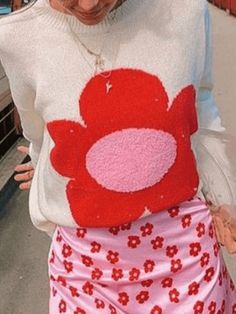 ⚡️Buy Flower Pattern Oversized Sweater White L under $36.00 in Sweaters Online. Style: Casual, Sweet. Color: White,Blue. Fabric Content: Polyester Blend. Fit Type: Loose fit. Neckline: Crew Neck. Sleeve Length: Long Sleeve. ✓Free Shipping on all orders over US$69. Cozy Red Tops For Spring, Playful White Sweater For Spring, Trendy Red Sweater For Spring, Trendy Summer Sweater With Floral Print, Cute Red Spring Sweater, Trendy Floral Print Summer Sweater, Trendy Summer Floral Print Sweater, White Floral Print Sweater For Spring, Tube Top Dress