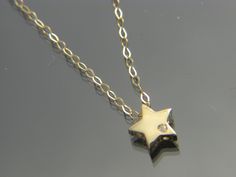 14k Gold Star Charm Necklace, 14k Gold Necklace With Star Charm, Gold Star Necklace For Anniversary, Gold Star-shaped Sterling Silver Charm Necklace, Gold Star Charm Necklace In Sterling Silver, Gold Star Pendant, Chain And Pendant, Star Pendant Necklace, Gold Star