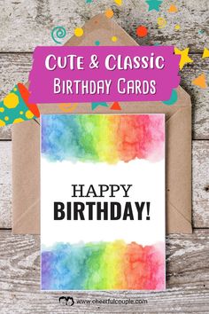 Cute Image of Free Printable Birthday Card - Watercolor Rainbow Free Printable Birthday Cards, Birthday Cards To Print, Beautiful Birthday Cards, Wish Card, Watercolor Rainbow, Birthday Card Printable, Card Printable, Color Card, Birthday Wishes