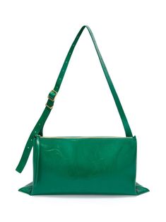 dark green calf leather embossed logo to the front top zip fastening buckle-detail shoulder strap main compartment leather lining Bag Green, Going Green, Embossed Logo, Jil Sander, Green Bag, Sanders, Embossed Leather, Leather Crossbody Bag, Leather Crossbody