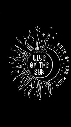 the sun with words written on it and stars in the sky above it, as well as