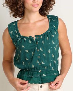 Delicate details lend this tank her feminine charm; organic cotton keeps her green. Pair her with a skirt for a night out, or some tough twill pants—because life is all about balance, baby. Green Sleeveless Top For Daywear, Chic Green Cotton Tops, Sleeveless Green Top For Daywear, Green Cotton Tank Top For Spring, Green Cotton Top For Day Out, Green Cotton Tops For Day Out, Green Cotton Tops For Daywear, Life Is All About Balance, Twill Pants