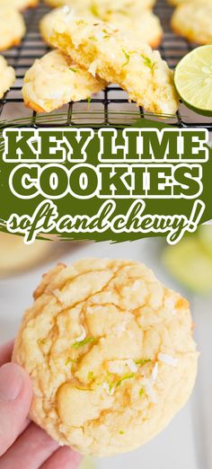 key lime cookies are cooling on the grill and being held by someone's hand