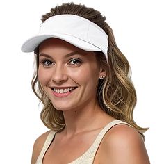 PRICES MAY VARY. PREMIUM MATERIAL: Lanzom running hat is made with high-quality Cotton, our women visor hat wicks away sweat from the hair and brow to keep you cool and dry in the hottest conditions,the visor provides durability and UV resistance. OPTIMAL SUN PROTECTION WITHOUT COMPROMISING VISIBILITY: Unlike most women's visors,Lanzom Visor Hat enables you to enjoy sun protection without sacrificing your field of vision.Our innovative design shields you from the sun's rays while maintaining cla Breathable Hat For Sports Events In Spring, Breathable Hat For Spring Sports Events, Breathable Sports Hat For Spring Events, Outdoor Visor Hat With Sweatband, Sporty Breathable Visor For Spring, Adjustable White Hat For Tennis, Visor Hat With Sweatband For Sports Events, White Adjustable Hat For Tennis, Adjustable White Tennis Hat