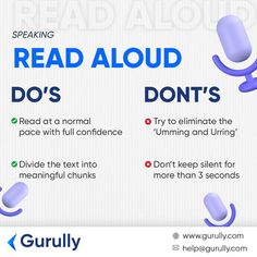 a poster with the words read aloud do's and don'ts