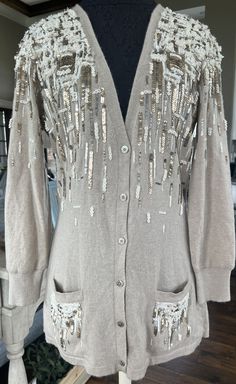 Oscar De La Renta Pre fall 2012 Embellished Cardigan Large | eBay Embellished Cardigan, Womens Clothes, Pre Fall, Sequin, Beads, Clothes For Women, How To Wear, Quick Saves, Clothes