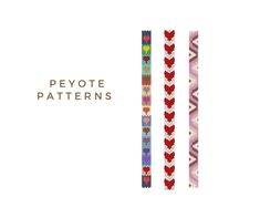 💜 Click here to see all peyote patterns https://www.etsy.com/shop/CopacJewelry?ref=seller-platform-mcnav&section_id=37013764 💜 These are Bead Peyote Bracelet 2 Patterns in PDF format 💜 DIMENSIONS 1st pattern - hearts: 9 rows, 3 colors 2nd pattern - hearts: 9 rows, 3 colors 3rd pattern - triangle: 8 rows, 4 colors + 1 pattern free * You may used any color and any type of bead * Peyote bracelet patterns made with 11/0 Miyuki Delica beads. Also Toho beads, Ornela Preciosa or other type of beads are perfect. 💜 CUSTOM ORDERS are available at https://www.etsy.com/listing/1555326772  💜 You will receive the DIGITAL patterns downloadable on ETSY, the next day DIGITAL PDF FILES include 1. Pattern design 2. Large, detailed graph of the pattern 3. Bead legend - color, name, number and quantity 4. Pattern Triangle, Miyuki Delica Beads, Toho Beads, Delica Beads, Bead Patterns, Hat Band, Bracelet Patterns, Digital Pattern, Beading Patterns