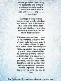 a poem written in blue and white with the words marriage