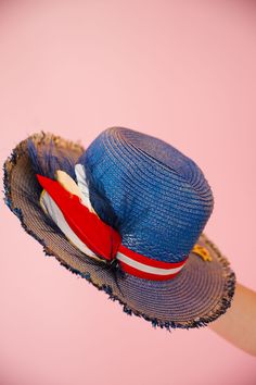 BON VOYAGE SUN HAT Sun hat Judith March Red Patriotic Summer Hat, Red Patriotic Beach Hat, Patriotic Red Beach Hat, Patriotic Red Hat For Beach, Red Beach Hat For 4th Of July, Blue Mini Hats For Summer Beach, Patriotic Blue Beach Hat, Nautical Navy Beach Hat, Red Americana Hat For Summer