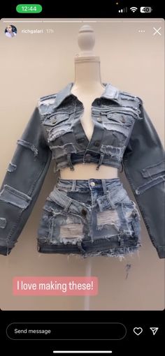 Denim 2000s Outfit, Distressed Skirt Outfits, Custom Denim Skirt Outfit, Baddie Jeans Outfit, Club Outfits Black Women Baddie, White Outfits Black Women, Cute Fits Baddie, Denim Skirt Outfit Black Women, Denim Birthday Outfit