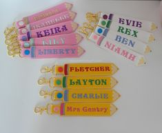 Fun Pencil key rings made from a soft leatherette with a name of your choice. Choose your favourite colour from the drop down menu and then leave the name you would like on checkout. These are fab for your kids school bags & also make great for Teacher gifts too. matching items available in my shop. Custom orders can be taken by messaging me with colours :) All my items may contain small parts so are not suitable for young children. All international orders are send tracked delivery & a refund o Personalized Multicolor Keychains For Everyday Use, Personalized Multicolor Keychains, Everyday Multicolor Personalized Keychains, Personalized White Keychain For School, Customized Multicolor Keychains For School, Personalized White Craft Supplies For School, Customizable Cute School Keychains, Cute Customizable School Keychains, Personalized Pencil Craft Supplies For Gifts