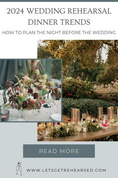 a table with flowers and candles on it for a wedding reception in the middle of a garden