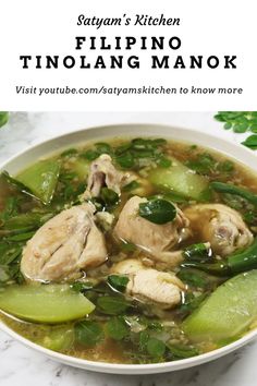 Tinolang Manok, also known as Chicken Tinola or Tinola, is a traditional Filipino chicken soup celebrated for its comforting and savory flavors. It's a popular comfort food in the Philippines, often enjoyed as a main dish. Chicken Tinola Filipino Food, Chicken Soup Filipino Style, Tinola Recipe Filipino Food, Filipino Holiday Dishes, Filipino Crockpot Recipes, Chicken Filipino Recipe Dishes, Misua Soup Filipino Food