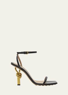 Bottega Veneta Leather Knot-Heel Ankle-Strap Sandals Bottega Veneta Heels, Heel Collection, Bottega Veneta Sandals, Luxury Heels, Bottega Veneta Shoes, Bergdorf Goodman, Ankle Strap Sandals, Womens Heels, Top Designers