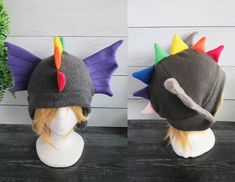 This Rainbow Dragon hat is made of fleece and boning. ⫸ Perfect for: fans, cold weather, costumes, or conventions. Very warm! ⫸ Size: Fits anyone age 5+, one size fits most. Circumference about 24-25 in. ⫸ Care instructions: I recommend hand wash cold. ⫸⫸Made when ordered. All hats are made in a smoke-free, pet-free environment. All hats are made with a sewing machine. Patterns and designs are drawn, cut, and made by me. ▎Free shipping on orders over $35 (ground advantage shipping only) ▎ ⫸ Ship Weather Costumes, Dragon Hat, Rainbow Dragon, Dragon Hats, Fleece Hat, Dark Olive Green, Red Fire, Dark Teal, Bubblegum Pink