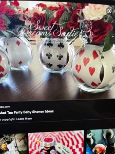 an image of a website page for baby shower ideas with pictures of flowers in vases