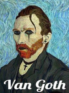 an image of a man with a cross painted on his face and the words van gogh ah