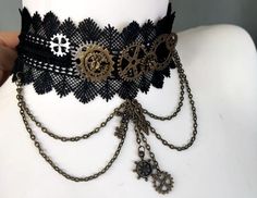 Handmade steampunk lace choker Steampunk Diy Costume, Steampunk Witch, Mode Steampunk, Steampunk Aesthetic, Steampunk Couture, Steampunk Top Hat, Steam Punk Jewelry, Steampunk Wedding, Steampunk Cosplay