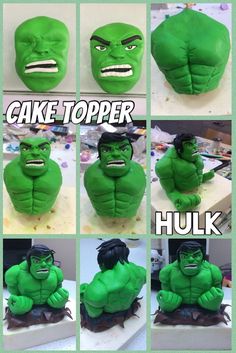 the hulk cake topper is being made