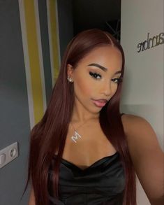 Different Shades Of Burgundy Hair, Red Black Hair Black Women, Burgandy Hair On Brown Girl, Dark Brown Hair Ginger Highlights, Hair Color Ideas On Brown Skin, Cherry Brown Hair On Brown Skin, Red Hair And Highlights, Best Hair Color For Morena Skin, Burnt Red Hair