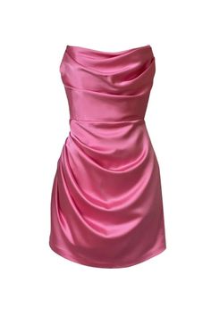 Pink Satin Top, Pink Satin Mini Dress, Dr Wardrobe, Daphne Dress, Pink Dress Short, Cute Homecoming Dresses, Looks Party, Grad Dresses, Satin Mini Dress